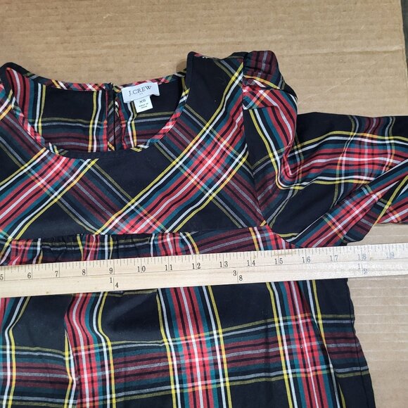 J. Crew Womens XS Tartan Puff-Sleeve Blouse Top Stretch Poplin Plaid - Picture 8 of 10